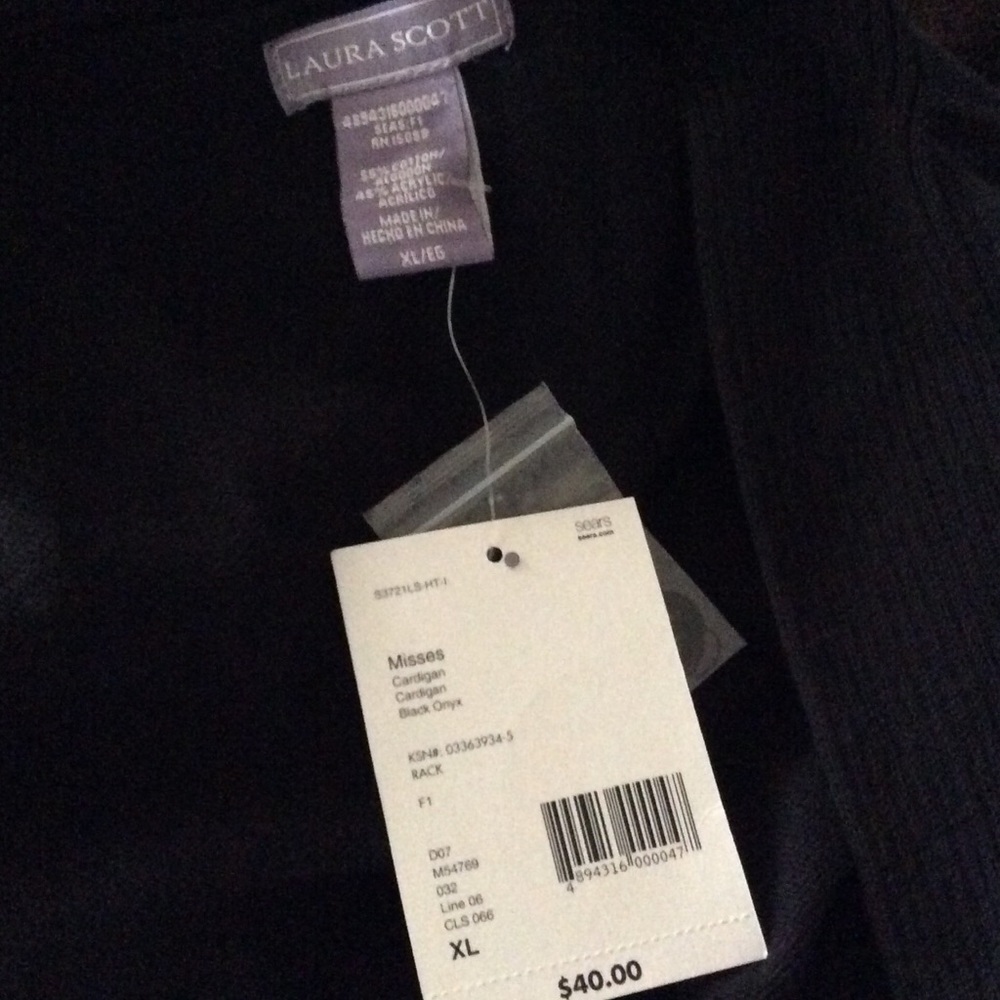 Laura Scott Black Onyx Cardigan NWT - Picture 3 of 3